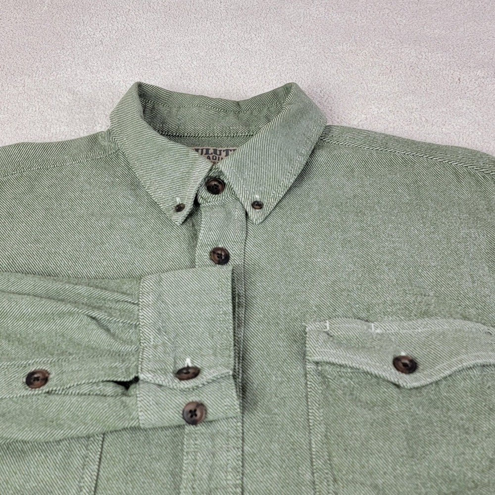 Duluth Trading Co Mens Large Green Cotton Twill Long Sleeve Button Down Shirt